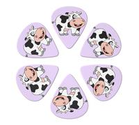 Guitar Picks 6 Pcs cute cow Print Guitar Plectrums for Bass Electric Acoustic Guitars Ukulele