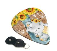 Guitar Picks 6 Pcs cute elephant and sunflowers Print Guitar Plectrums for Bass Electric Acoustic Guitars Ukulele