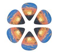 Guitar Picks 6 Pcs Dusk Grain Print Guitar Plectrums for Bass Electric Acoustic Guitars Ukulele