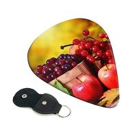Guitar Picks 6 Pcs Fall Red Leaves and Fruits Print Guitar Plectrums for Bass Electric Acoustic Guitars Ukulele