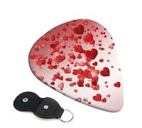 Guitar Picks 6 Pcs Falling Red Hearts Print Guitar Plectrums for Bass Electric Acoustic Guitars Ukulele