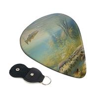 Guitar Picks 6 Pcs Fishing Lake Fishermen Print Guitar Plectrums for Bass Electric Acoustic Guitars Ukulele