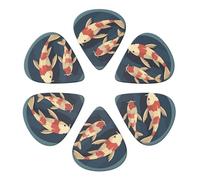 Guitar Picks 6 Pcs Flat Koi Fish Print Guitar Plectrums for Bass Electric Acoustic Guitars Ukulele