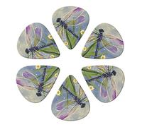 Guitar Picks 6 Pcs Floral Dragonfly Print Guitar Plectrums for Bass Electric Acoustic Guitars Ukulele