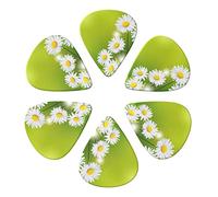 Guitar Picks 6 Pcs Floral Flowers Daisies Print Guitar Plectrums for Bass Electric Acoustic Guitars Ukulele