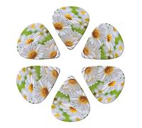Guitar Picks 6 Pcs Floral Flowers Daisies Print Guitar Plectrums for Bass Electric Acoustic Guitars Ukulele
