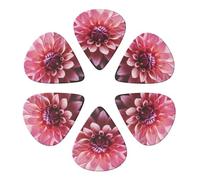 Guitar Picks 6 Pcs Floral Pink Dahlia Flower Print Guitar Plectrums for Bass Electric Acoustic Guitars Ukulele