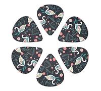 Guitar Picks 6 Pcs Floral Swan Print Guitar Plectrums for Bass Electric Acoustic Guitars Ukulele