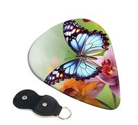 Guitar Picks 6 Pcs Flower Butterfly Print Guitar Plectrums for Bass Electric Acoustic Guitars Ukulele