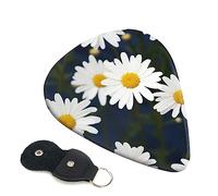 Guitar Picks 6 Pcs Flowers Daisy Print Guitar Plectrums for Bass Electric Acoustic Guitars Ukulele