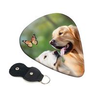 Guitar Picks 6 Pcs Golden Dog with Butterfly Print Guitar Plectrums for Bass Electric Acoustic Guitars Ukulele