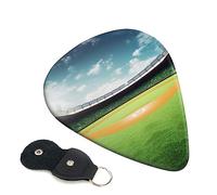 Guitar Picks 6 Pcs Green Baseball Field Backdrop Print Guitar Plectrums for Bass Electric Acoustic Guitars Ukulele