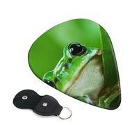 Guitar Picks 6 Pcs green Frog the Leaves Print Guitar Plectrums for Bass Electric Acoustic Guitars Ukulele