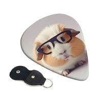 Guitar Picks 6 Pcs Guinea Pig With Glasses Print Guitar Plectrums for Bass Electric Acoustic Guitars Ukulele