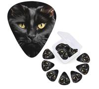 Guitar Picks 6 Pcs Guitar Plectrums with Storage Box 3 Different Thickness A black cat Guitar Picks Accessories Bass Pick for Electric Ukulele 2Pcs 0.46mm, 2Pcs 0.96mm, 2Pcs 0.71mm