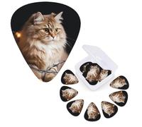 Guitar Picks 6 Pcs Guitar Plectrums with Storage Box 3 Different Thickness A cat and Christmas lights Guitar Picks Accessories Bass Pick for Electric Ukulele 2Pcs 0.46mm, 2Pcs 0.96mm, 2Pcs 0.71mm