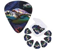 Guitar Picks 6 Pcs Guitar Plectrums with Storage Box 3 Different Thickness A colorful tropical sea turtle Guitar Picks Accessories Bass Pick for Electric Ukulele 2Pcs 0.46mm, 2Pcs 0.96mm, 2Pcs 0.71mm