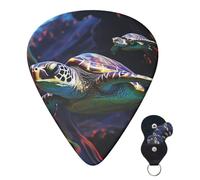 Guitar Picks 6 Pcs Guitar Plectrums with Storage Box 3 Different Thickness A colorful tropical sea turtle Guitar Picks Accessories Bass Pick for Electric Ukulele 2Pcs 0.46mm, 2Pcs 0.96mm, 2Pcs 0.71mm