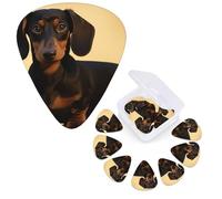 Guitar Picks 6 Pcs Guitar Plectrums with Storage Box 3 Different Thickness A cute dachshund Guitar Picks Accessories Bass Pick for Electric Ukulele 2Pcs 0.46mm, 2Pcs 0.96mm, 2Pcs 0.71mm