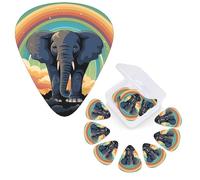Guitar Picks 6 Pcs Guitar Plectrums with Storage Box 3 Different Thickness A cute elephant Guitar Picks Accessories Bass Pick for Electric Ukulele 2Pcs 0.46mm, 2Pcs 0.96mm, 2Pcs 0.71mm