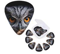 Guitar Picks 6 Pcs Guitar Plectrums with Storage Box 3 Different Thickness A gray owl pokes Guitar Picks Accessories Bass Pick for Electric Ukulele 2Pcs 0.46mm, 2Pcs 0.96mm, 2Pcs 0.71mm