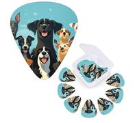 Guitar Picks 6 Pcs Guitar Plectrums with Storage Box 3 Different Thickness A large group of dogs Guitar Picks Accessories Bass Pick for Electric Ukulele 2Pcs 0.46mm, 2Pcs 0.96mm, 2Pcs 0.71mm