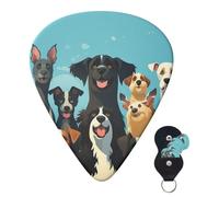 Guitar Picks 6 Pcs Guitar Plectrums with Storage Box 3 Different Thickness A large group of dogs Guitar Picks Accessories Bass Pick for Electric Ukulele 2Pcs 0.46mm, 2Pcs 0.96mm, 2Pcs 0.71mm