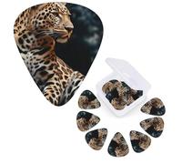Guitar Picks 6 Pcs Guitar Plectrums with Storage Box 3 Different Thickness A leopard sits Guitar Picks Accessories Bass Pick for Electric Ukulele 2Pcs 0.46mm, 2Pcs 0.96mm, 2Pcs 0.71mm