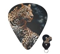 Guitar Picks 6 Pcs Guitar Plectrums with Storage Box 3 Different Thickness A leopard sits Guitar Picks Accessories Bass Pick for Electric Ukulele 2Pcs 0.46mm, 2Pcs 0.96mm, 2Pcs 0.71mm