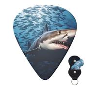 Guitar Picks 6 Pcs Guitar Plectrums with Storage Box 3 Different Thickness A shark swims in the sea Guitar Picks Accessories Bass Pick for Electric Ukulele 2Pcs 0.46mm, 2Pcs 0.96mm, 2Pcs 0.71mm