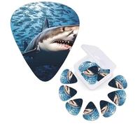 Guitar Picks 6 Pcs Guitar Plectrums with Storage Box 3 Different Thickness A shark swims in the sea Guitar Picks Accessories Bass Pick for Electric Ukulele 2Pcs 0.46mm, 2Pcs 0.96mm, 2Pcs 0.71mm