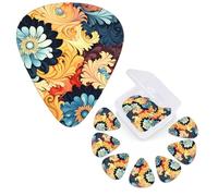 Guitar Picks 6 Pcs Guitar Plectrums with Storage Box 3 Different Thickness Abstract Floral Pattern Guitar Picks Accessories Bass Pick for Electric Ukulele 2Pcs 0.46mm, 2Pcs 0.96mm, 2Pcs 0.71mm