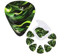 Guitar Picks 6 Pcs Guitar Plectrums with Storage Box 3 Different Thickness Abstract Green Snake Guitar Picks Accessories Bass Pick for Electric Ukulele 2Pcs 0.46mm, 2Pcs 0.96mm, 2Pcs 0.71mm