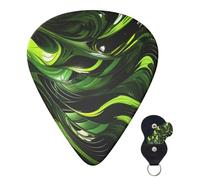 Guitar Picks 6 Pcs Guitar Plectrums with Storage Box 3 Different Thickness Abstract Green Snake Guitar Picks Accessories Bass Pick for Electric Ukulele 2Pcs 0.46mm, 2Pcs 0.96mm, 2Pcs 0.71mm
