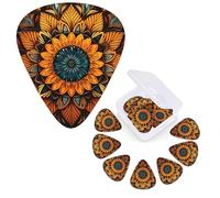 Guitar Picks 6 Pcs Guitar Plectrums with Storage Box 3 Different Thickness Abstract mandala Guitar Picks Accessories Bass Pick for Electric Ukulele 2Pcs 0.46mm, 2Pcs 0.96mm, 2Pcs 0.71mm