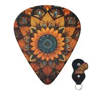 Guitar Picks 6 Pcs Guitar Plectrums with Storage Box 3 Different Thickness Abstract mandala Guitar Picks Accessories Bass Pick for Electric Ukulele 2Pcs 0.46mm, 2Pcs 0.96mm, 2Pcs 0.71mm