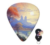 Guitar Picks 6 Pcs Guitar Plectrums with Storage Box 3 Different Thickness Abstract Nature Landscape Guitar Picks Accessories Bass Pick for Electric Ukulele 2Pcs 0.46mm, 2Pcs 0.96mm, 2Pcs 0.71mm