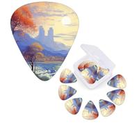 Guitar Picks 6 Pcs Guitar Plectrums with Storage Box 3 Different Thickness Abstract Nature Landscape Guitar Picks Accessories Bass Pick for Electric Ukulele 2Pcs 0.46mm, 2Pcs 0.96mm, 2Pcs 0.71mm