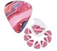 Guitar Picks 6 Pcs Guitar Plectrums with Storage Box 3 Different Thickness Abstract pink marble Guitar Picks Accessories Bass Pick for Electric Ukulele 2Pcs 0.46mm, 2Pcs 0.96mm, 2Pcs 0.71mm