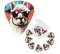 Guitar Picks 6 Pcs Guitar Plectrums with Storage Box 3 Different Thickness Alpaca wearing sunglasses Guitar Picks Accessories Bass Pick for Electric Ukulele 2Pcs 0.46mm, 2Pcs 0.96mm, 2Pcs 0.71mm