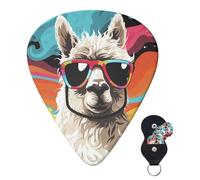 Guitar Picks 6 Pcs Guitar Plectrums with Storage Box 3 Different Thickness Alpaca wearing sunglasses Guitar Picks Accessories Bass Pick for Electric Ukulele 2Pcs 0.46mm, 2Pcs 0.96mm, 2Pcs 0.71mm