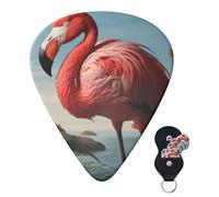 Guitar Picks 6 Pcs Guitar Plectrums with Storage Box 3 Different Thickness American Flamingo Guitar Picks Accessories Bass Pick for Electric Ukulele 2Pcs 0.46mm, 2Pcs 0.96mm, 2Pcs 0.71mm