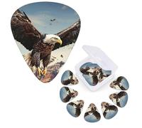 Guitar Picks 6 Pcs Guitar Plectrums with Storage Box 3 Different Thickness An eagle flies over Guitar Picks Accessories Bass Pick for Electric Ukulele 2Pcs 0.46mm, 2Pcs 0.96mm, 2Pcs 0.71mm
