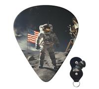 Guitar Picks 6 Pcs Guitar Plectrums with Storage Box 3 Different Thickness Astronaut Landing on The Moon Guitar Picks Accessories Bass Pick for Electric Ukulele 2Pcs 0.46mm, 2Pcs 0.96mm, 2Pcs 0.71mm