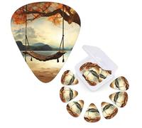 Guitar Picks 6 Pcs Guitar Plectrums with Storage Box 3 Different Thickness Autumn Swing and Tree Guitar Picks Accessories Bass Pick for Electric Ukulele 2Pcs 0.46mm, 2Pcs 0.96mm, 2Pcs 0.71mm
