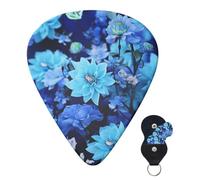 Guitar Picks 6 Pcs Guitar Plectrums with Storage Box 3 Different Thickness Beautiful blue flowers Guitar Picks Accessories Bass Pick for Electric Ukulele 2Pcs 0.46mm, 2Pcs 0.96mm, 2Pcs 0.71mm