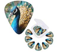 Guitar Picks 6 Pcs Guitar Plectrums with Storage Box 3 Different Thickness Beautiful peacock Guitar Picks Accessories Bass Pick for Electric Ukulele 2Pcs 0.46mm, 2Pcs 0.96mm, 2Pcs 0.71mm
