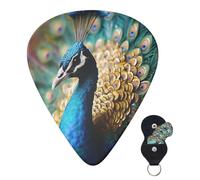 Guitar Picks 6 Pcs Guitar Plectrums with Storage Box 3 Different Thickness Beautiful peacock Guitar Picks Accessories Bass Pick for Electric Ukulele 2Pcs 0.46mm, 2Pcs 0.96mm, 2Pcs 0.71mm