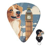 Guitar Picks 6 Pcs Guitar Plectrums with Storage Box 3 Different Thickness Big Ben dog Guitar Picks Accessories Bass Pick for Electric Ukulele 2Pcs 0.46mm, 2Pcs 0.96mm, 2Pcs 0.71mm
