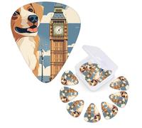 Guitar Picks 6 Pcs Guitar Plectrums with Storage Box 3 Different Thickness Big Ben dog Guitar Picks Accessories Bass Pick for Electric Ukulele 2Pcs 0.46mm, 2Pcs 0.96mm, 2Pcs 0.71mm